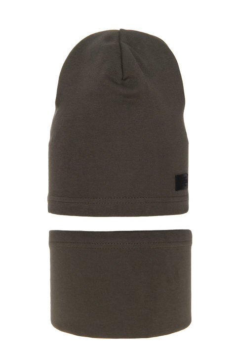 Fiú őszi/tavaszi szett: pamut sapka és sál khaki Frizi