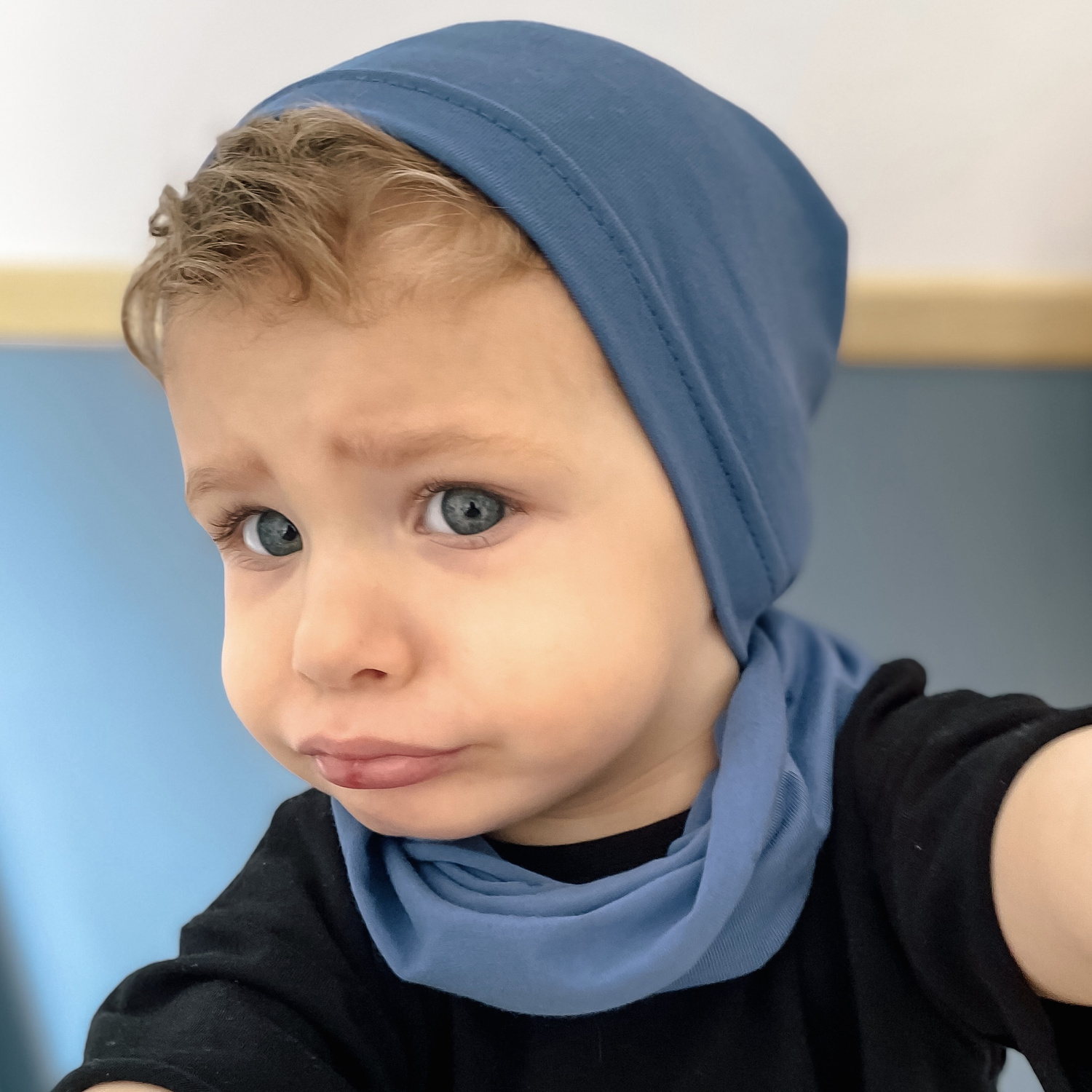 Fiú pamut szett: szürke őszi/tavaszi sapka és csősál Hazel