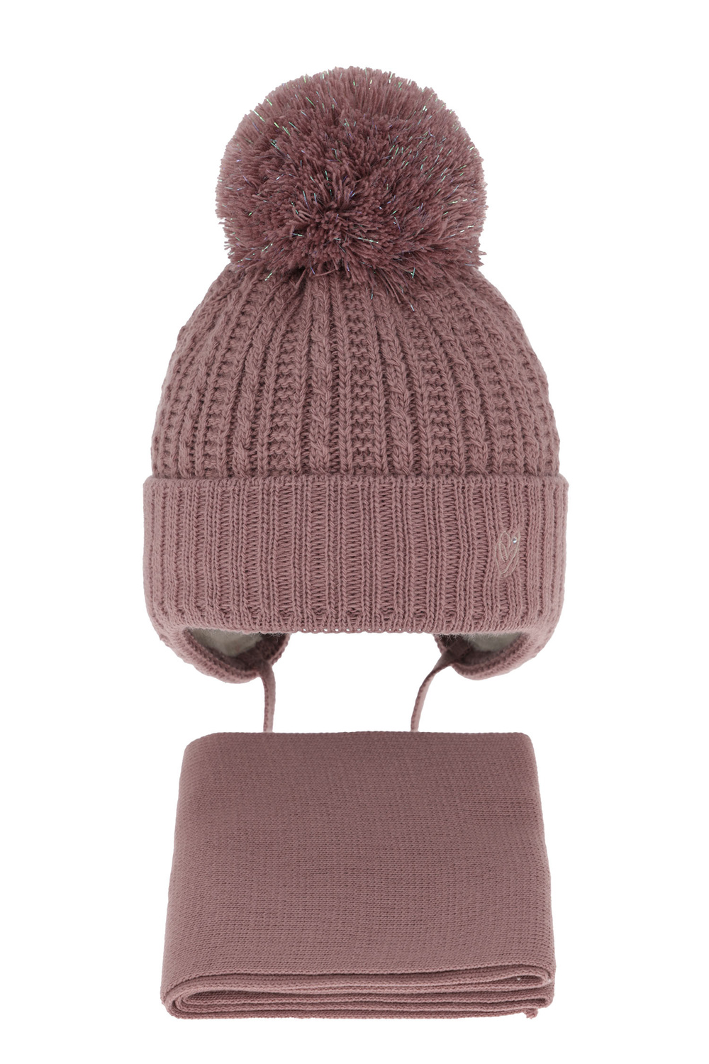 Téli lánykészlet: pomponos sapka és sál wrzosowy Marisa