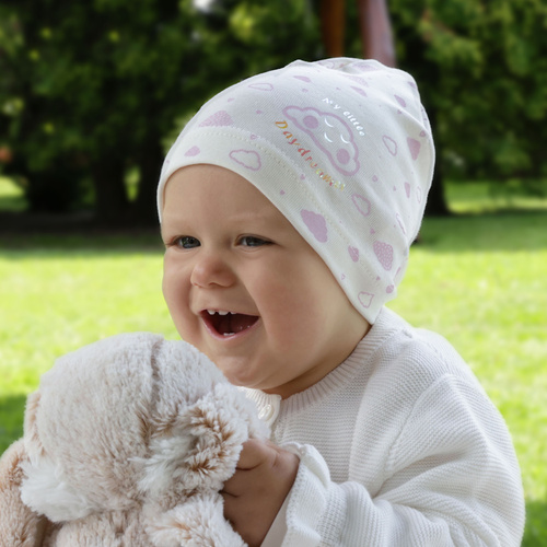 Pamut őszi/tavaszi sapka lányoknak krém Klaudyna