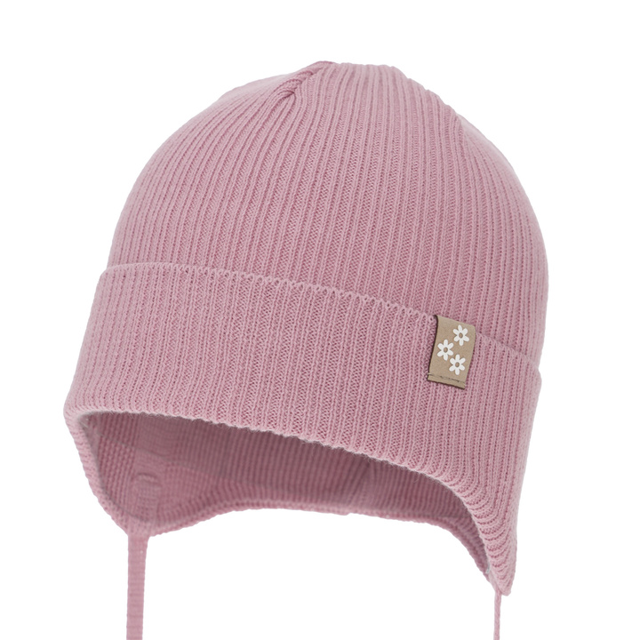 Kislány őszi-tavaszi sapka, wrzosowa, megkötős, 100% pamut, Lunara