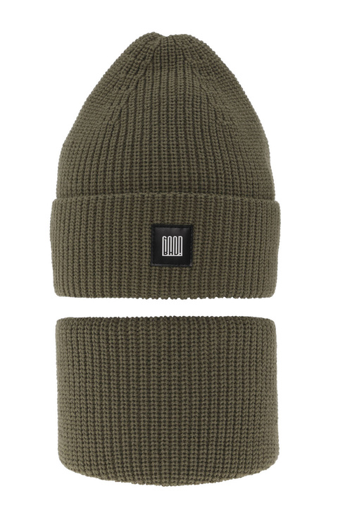 Fiú téli szett: sapka és sál khaki Amadeo