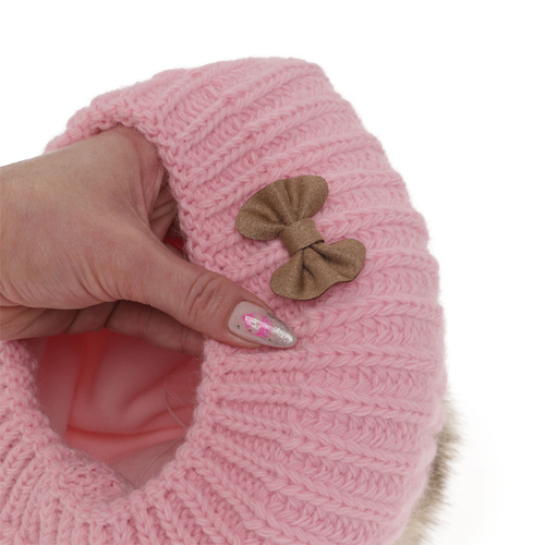 Téli készlet lányoknak: beret és sál bézs színben pompommal Polinezja