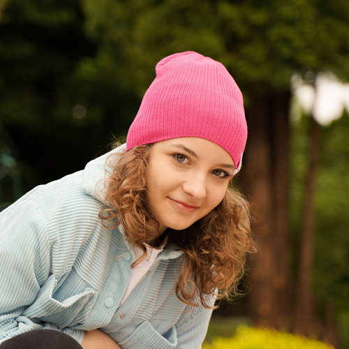 Őszi/tavaszi kislány szett: sapka és csősál, pamuttal, sárga Farinka