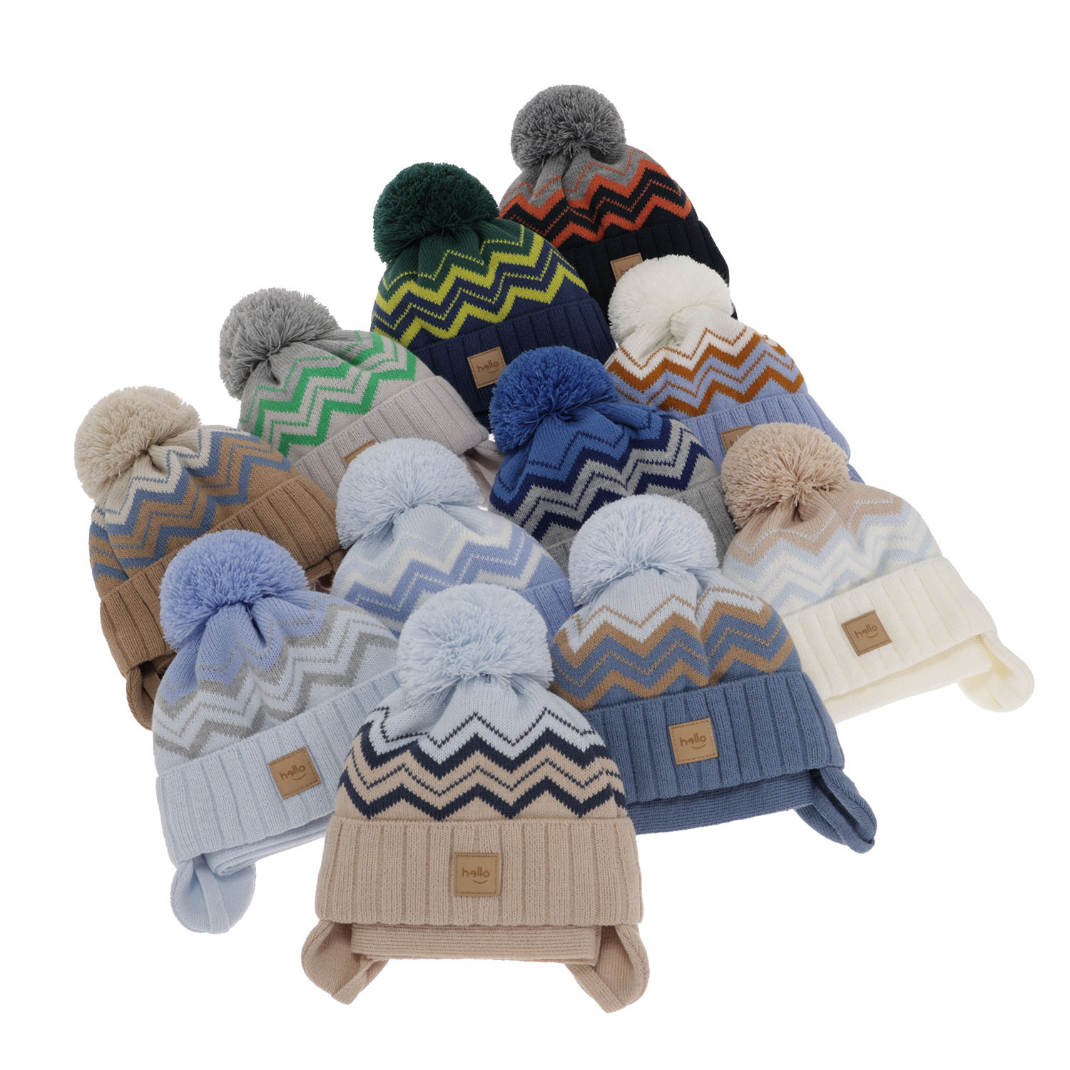 Fiúknak való téli szett: pomponos sapka és kék sál Marcus