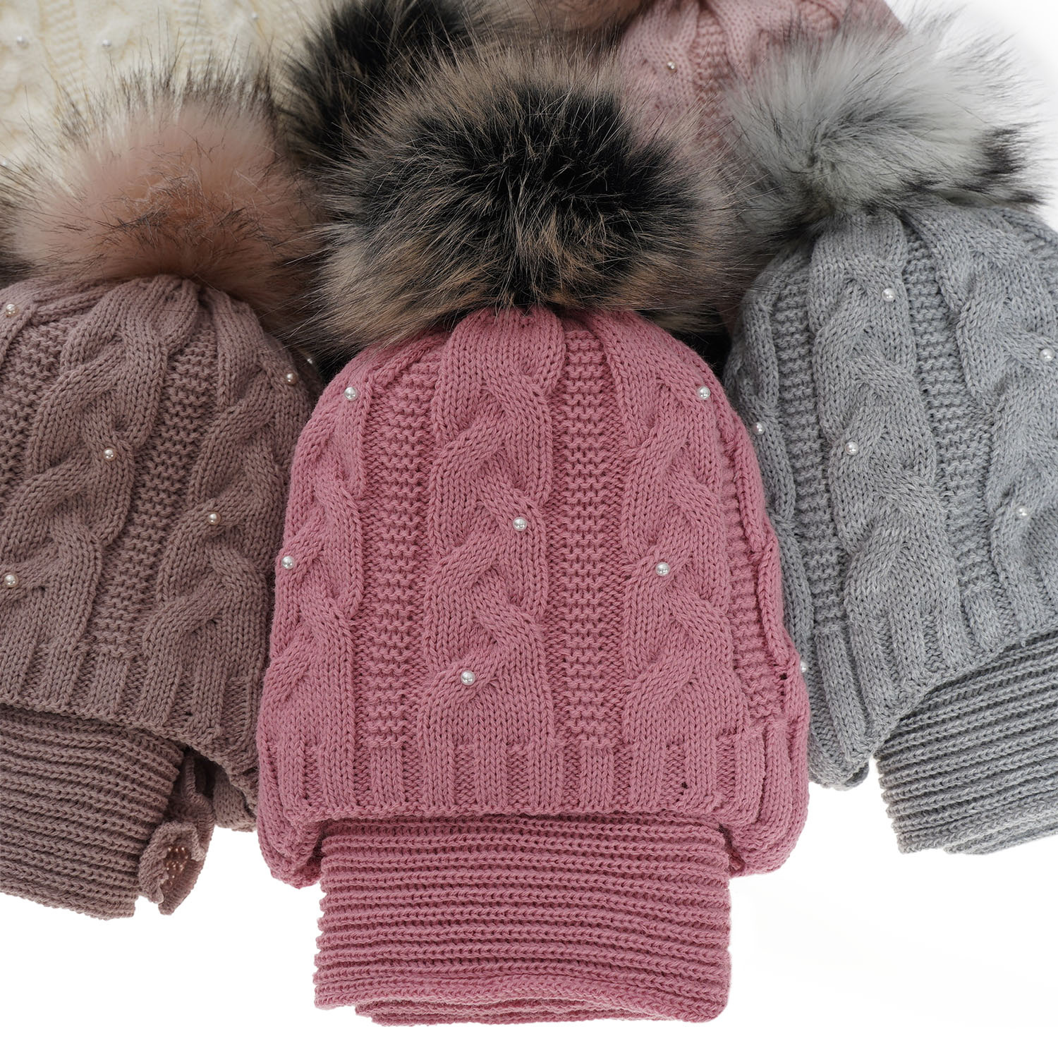 Lány téli szett: sapka és sál lila pomponnal Mirella