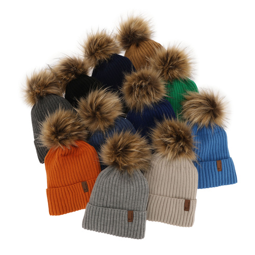 Fiú téli szett: pomponos sapka és sál fekete Onyks