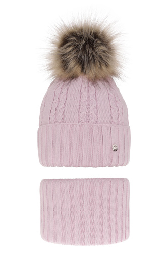 Lányok téli szettje: pomponos sapka és lila csősál Felia