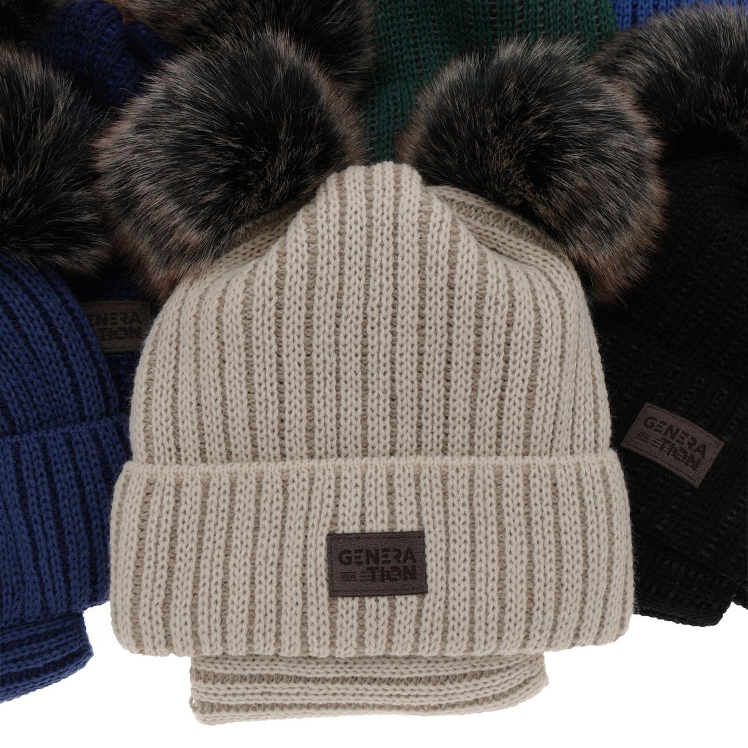 Fiúk téli szettje: sapka két pomponnal és sál zöld Tokio