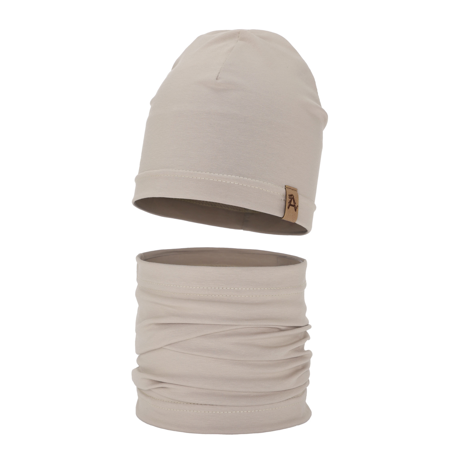 Őszi/tavaszi szett fiúknak: pamut sapka és csősál bézs Griffin