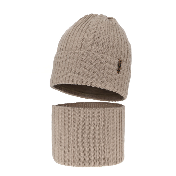Fiú téli szett: sapka és kémény bézs 100% extrafinom merinói gyapjúból Wilson
