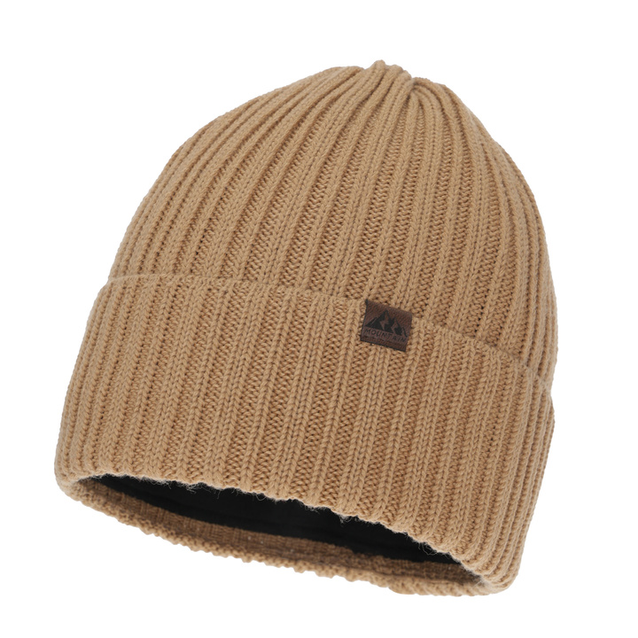 Férfi téli sapka, camel, merinó gyapjúval, Huno