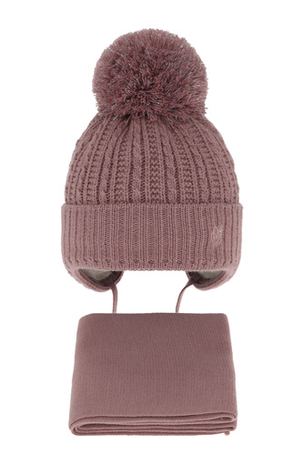 Téli lánykészlet: pomponos sapka és sál wrzosowy Marisa