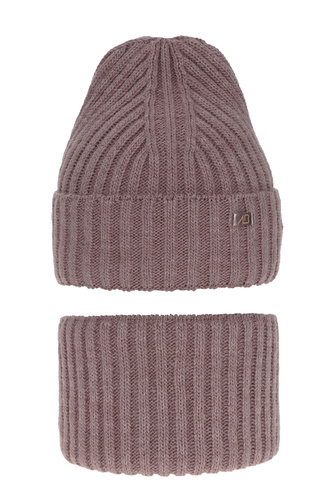 Lány szett: sapka és téli körsál rózsaszín Valentine