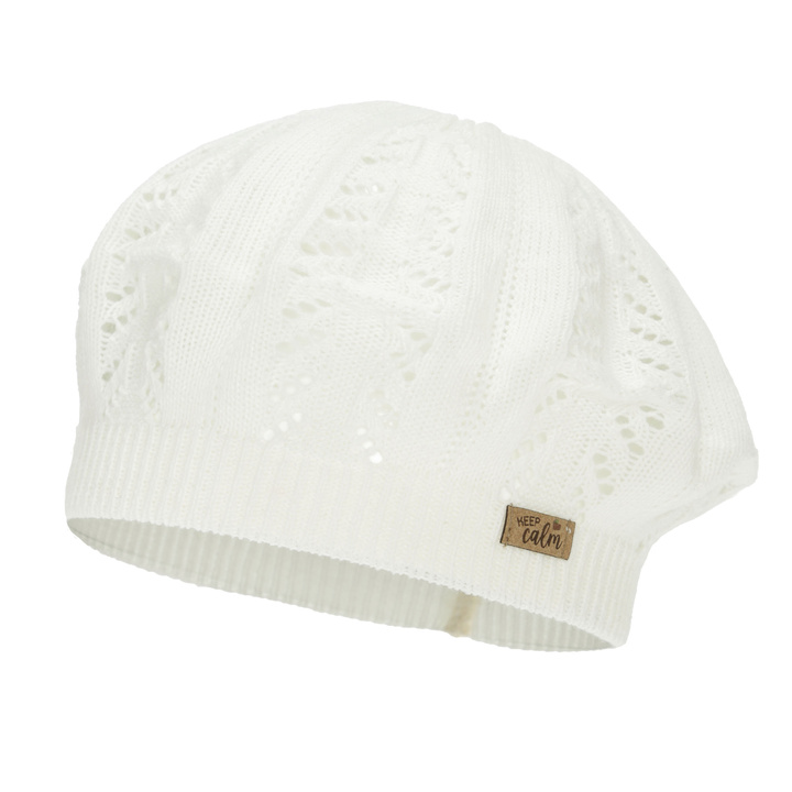 Kislány őszi-tavaszi beret, krémszínű, Kevira