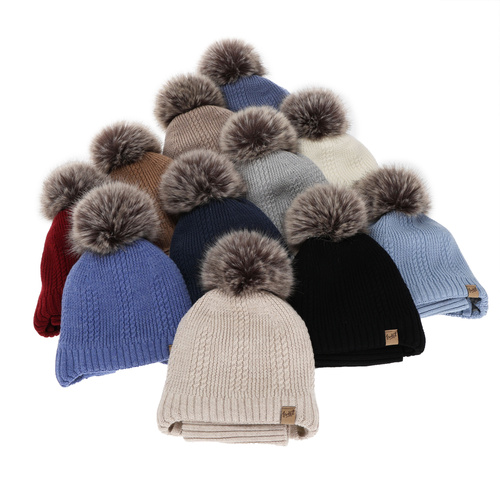 Kisfiú sapka és sál, téli szett, sötétkék, 100% merinó gyapjú, gyapjú polárral bélelt, kötős Danny