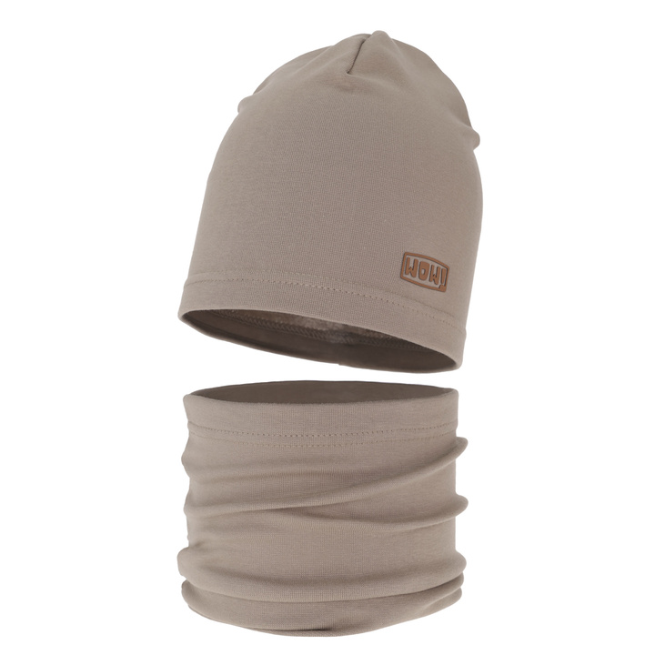 Őszi/tavaszi szett egy fiúnak: sapka és kémény pamut bézs Frizer