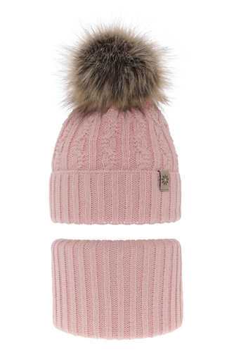 Téli készlet lányoknak: pomponos sapka és rózsaszín sál Pretoria
