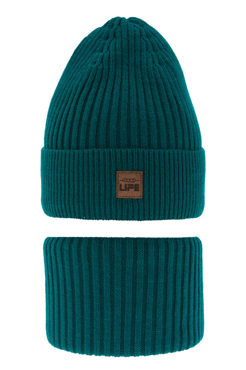 Téli szett fiúknak: sapka és sál smaragdzöld Basilio