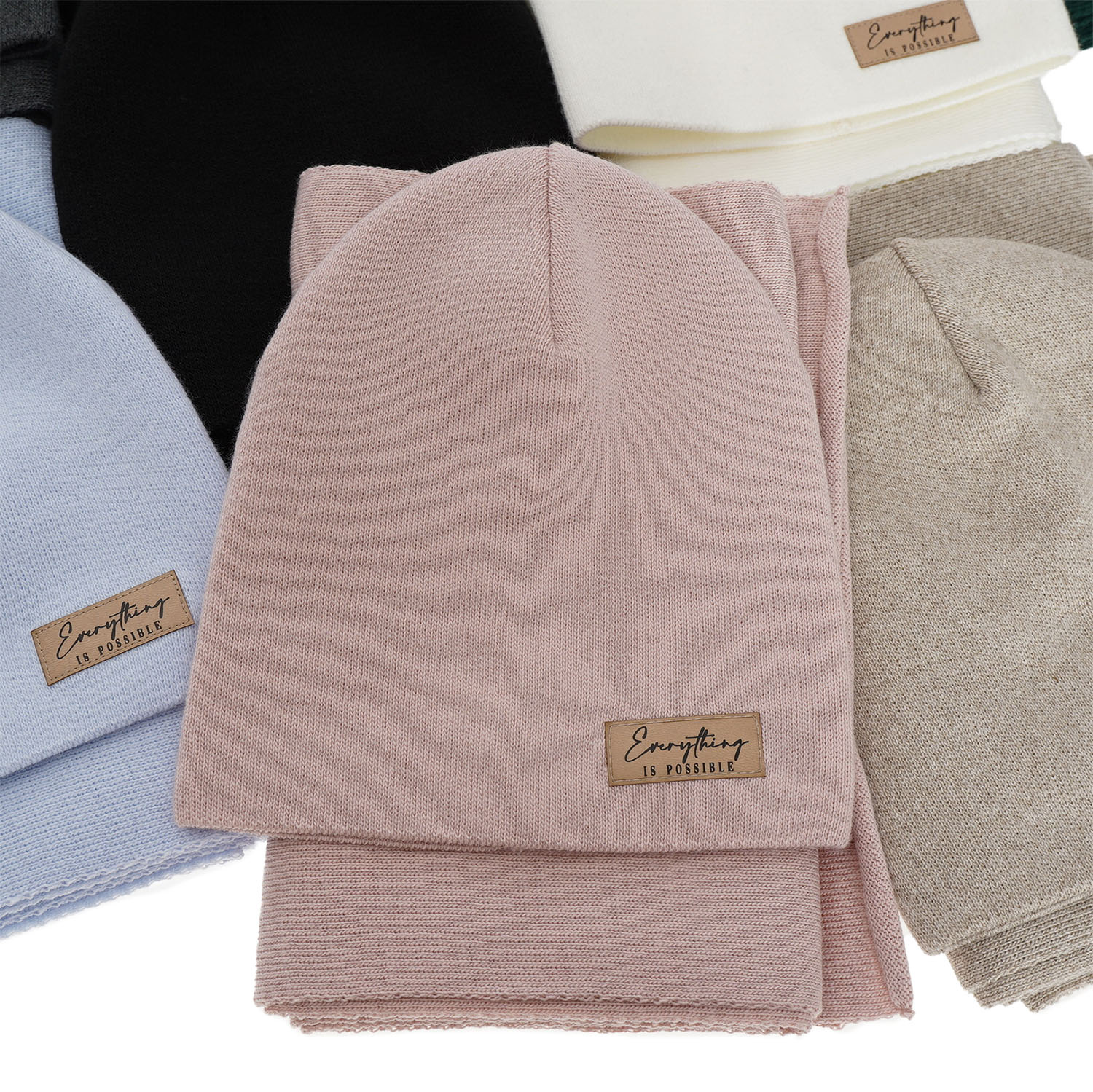 Őszi/tavaszi női szett: rózsaszín sapka és sál Zula