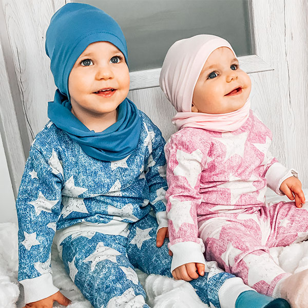 Fiú pamut szett: szürke őszi/tavaszi sapka és csősál Hazel