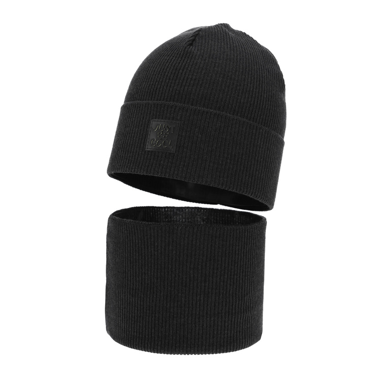 Kisfiú tavaszi-őszi sapka és nyakmelegítő szett, pamuttal, bézs, Jonas