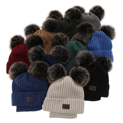 Fiúk téli szettje: sapka két pomponnal és sál zöld Tokio