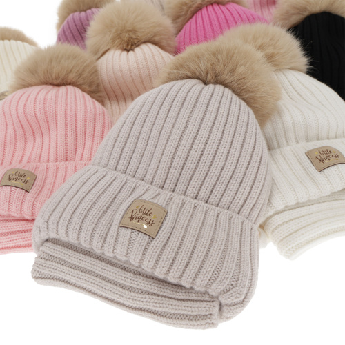 Kislány téli sapka és nyakmelegítő szett, téli, fehér, 100% merinó gyapjú, megkötős, pamuttal bélelt, Malesia