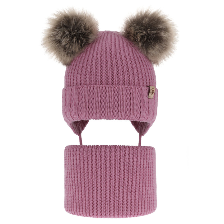 Lányoknak való téli szett: sapka és sál szürke 100% extrafinom merinói gyapjúból Silvia