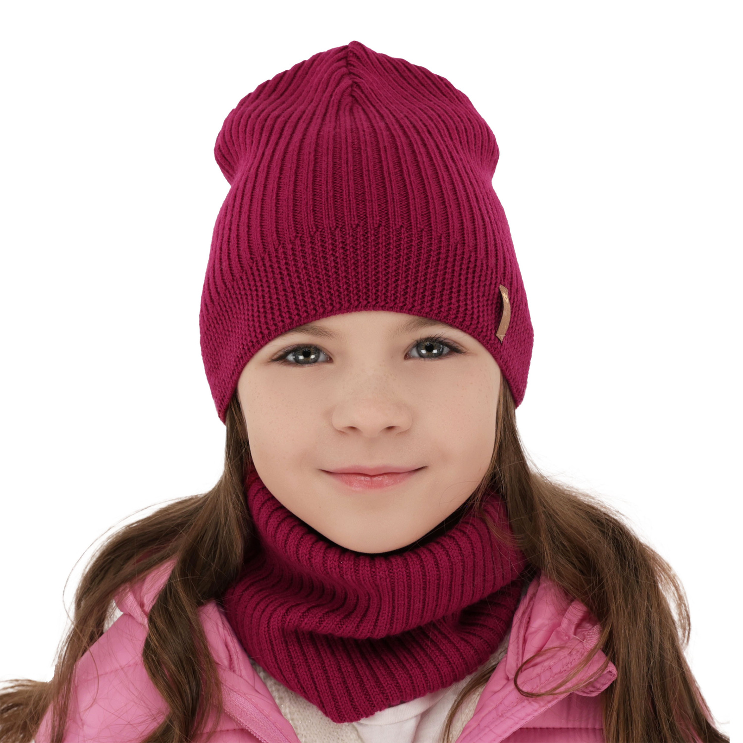 Őszi/tavaszi szett lányoknak: sapka és sál teve 100% gyapjú extrafine merinó Chelsie