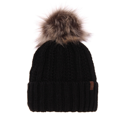 Téli női sapka fekete pomponnal Rene