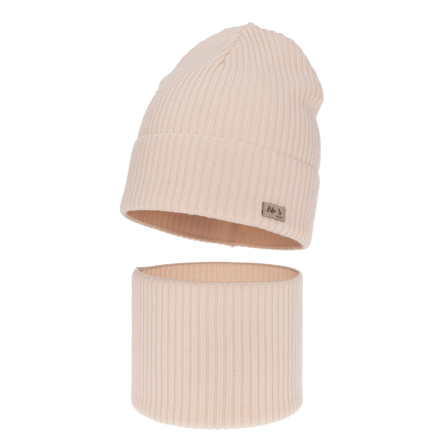 Őszi/tavaszi szett lányoknak: sapka és sál rózsaszín 100% gyapjú extrafine merinó Itra