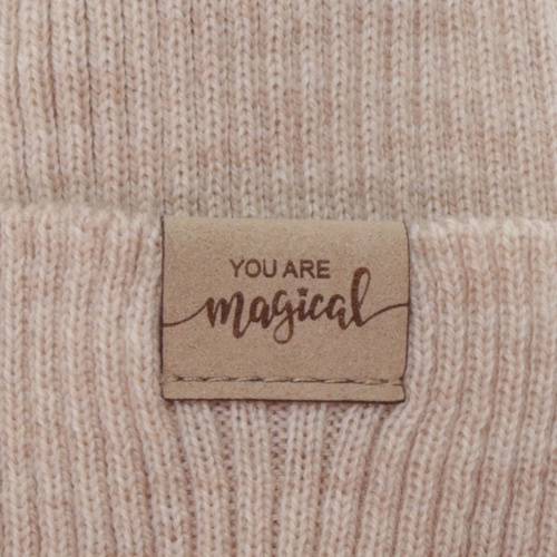 Kislány tavaszi-őszi sapka és nyakmelegítő szett, krémszínű, 100% merinó gyapjú, Magenta