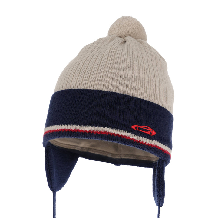 Őszi/tavaszi fiú sapka pomponnal kék Jacob