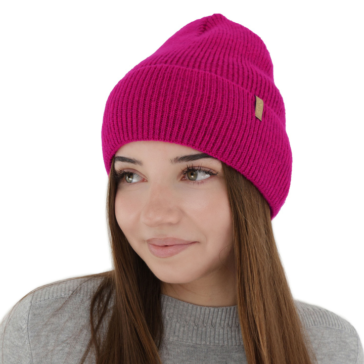 Női téli sapka, amarantowa, merinó gyapjúval, Tahoe