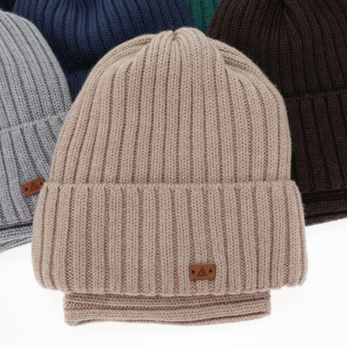 Kisfiú téli sapka és nyakmelegítő szett, 100% merinó gyapjú, szürke, Umberto