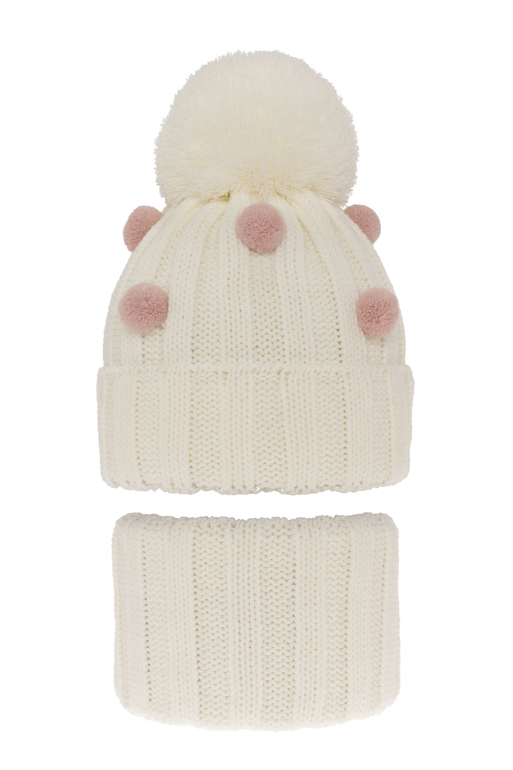 Téli szett lányoknak: pomponos sapka és krémszínű sál Hekate