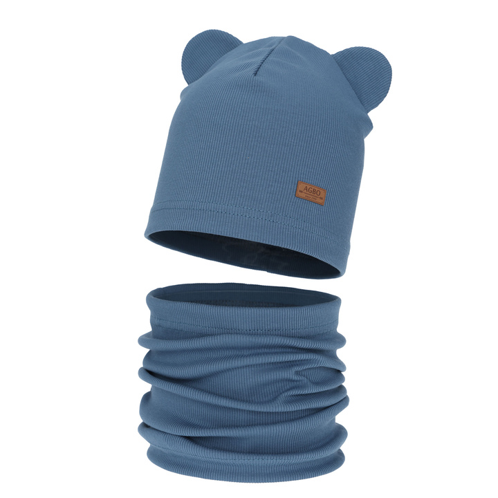Kisfiú tavaszi-őszi sapka és nyakmelegítő szett, kék Gregory