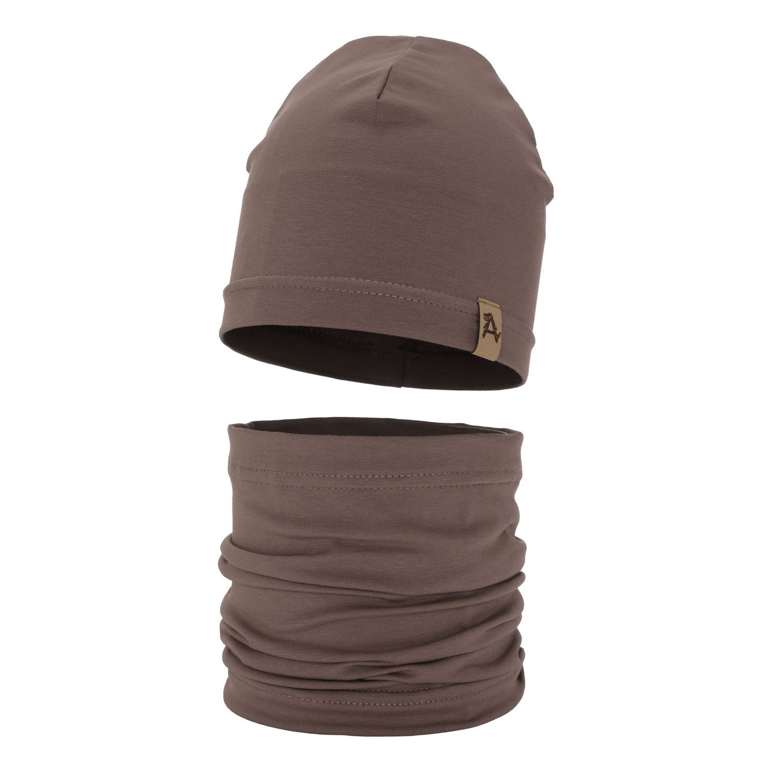 Őszi/tavaszi szett fiúknak: pamut sapka és csősál barna Griffin