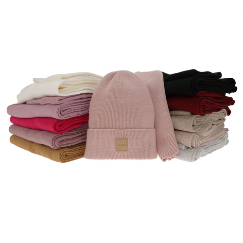 Őszi-téli női szett: sapka és sál krémszínű Nathalie