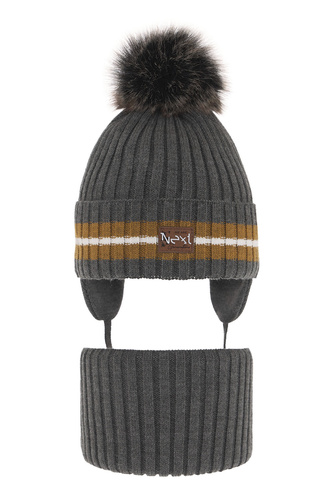 Fiú téli szett: pomponos sapka és szürke sál Echo