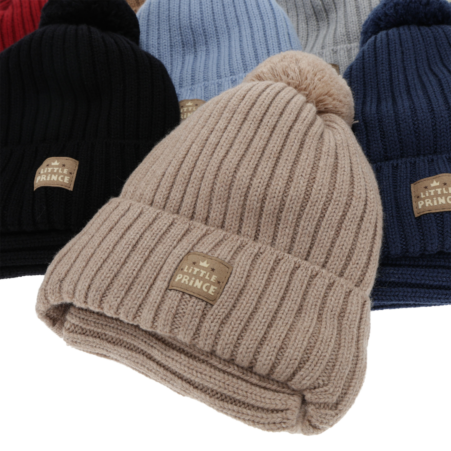 Kisfiú téli sapka és nyakmelegítő szett, kék, 100% merinó gyapjú, gyapjú polárral bélelt, megkötős, Masil