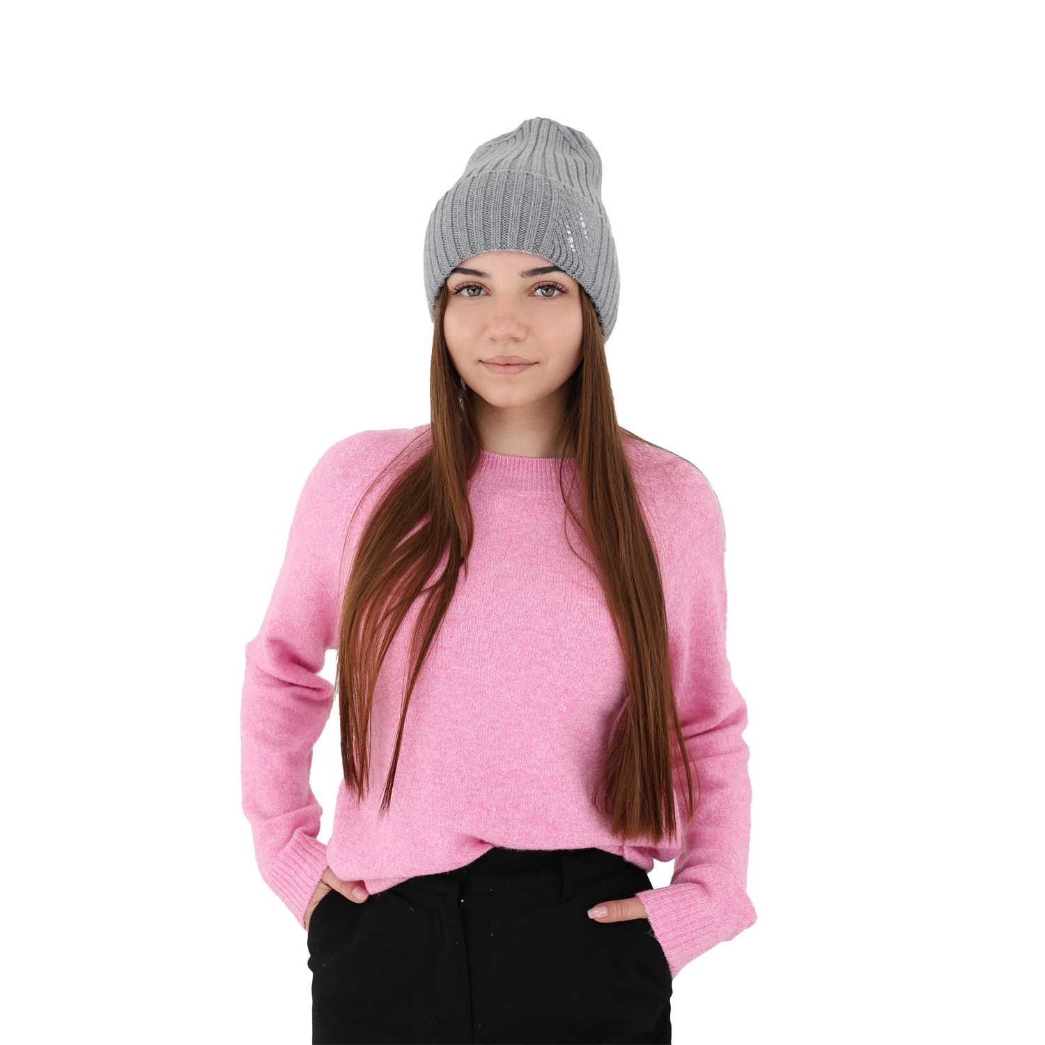 Női téli sapka szürke 100% extrafine merinói gyapjú Ariga