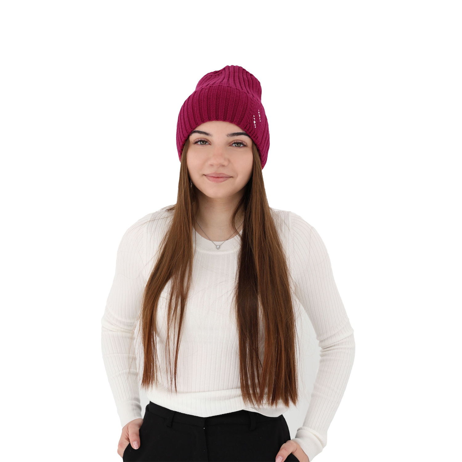 Női téli sapka bordó 100% extrafine merino gyapjú Ariga
