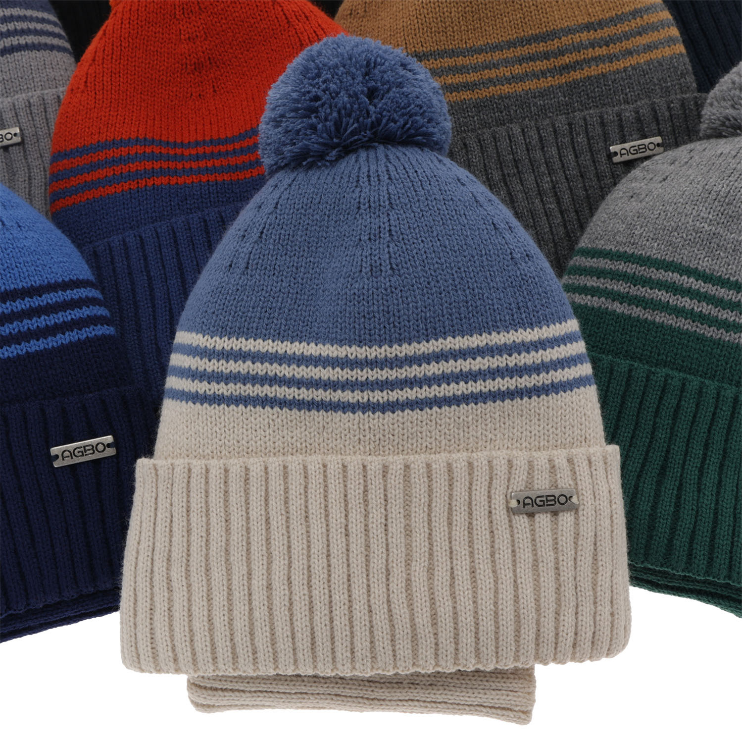 Fiú téli szett: sapka pomponnal és sál sötétkék színben Pallas