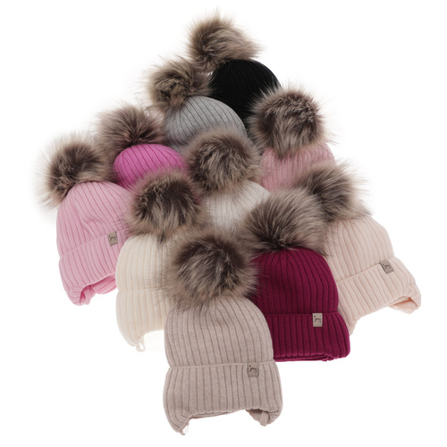 Lányoknak való téli szett: sapka és sál szürke 100% extrafinom merinói gyapjú Junika