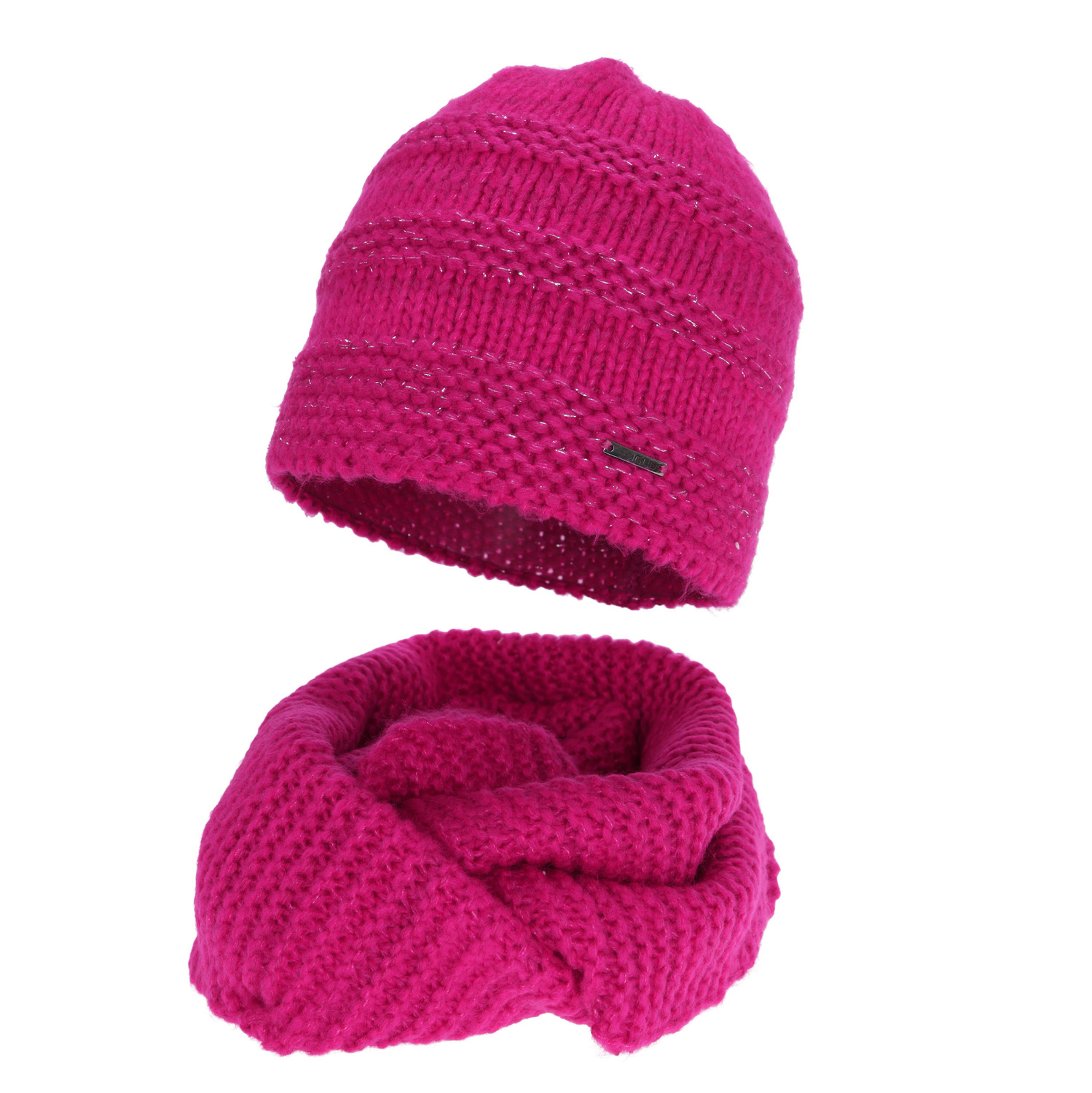 Férfi téli sapka és nyakmelegítő szett, amarantowy, merinó gyapjúval, Driva