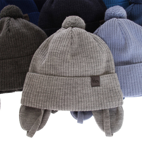 Őszi/tavaszi fiú sapka sötétkék pompommal Axel