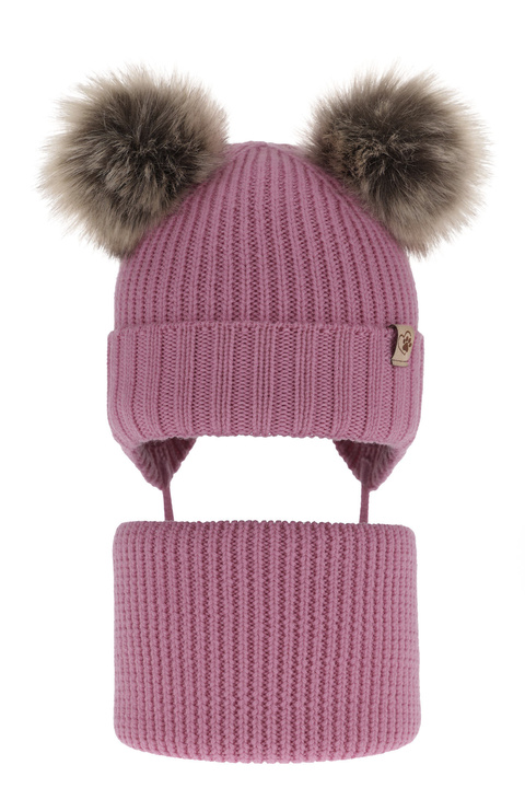 Lányoknak való téli szett: sapka és sál szürke 100% extrafinom merinói gyapjúból Silvia