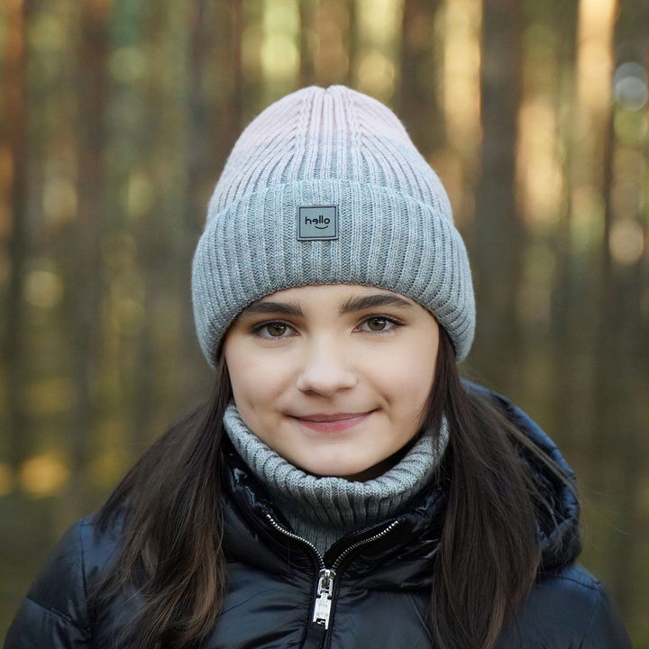 Téli szett lányoknak: sapka és sál rózsaszín Tasha